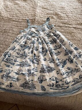 Chelsea’s Corner size 6x dress blue white sailboats light houses beach chair